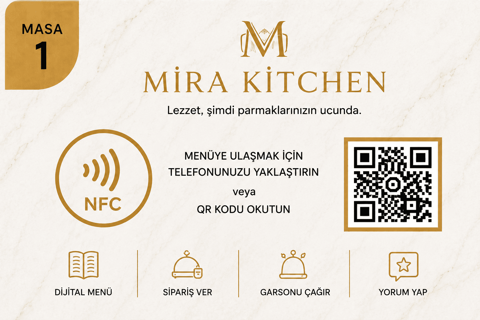 Beyaz NFC menü kartı